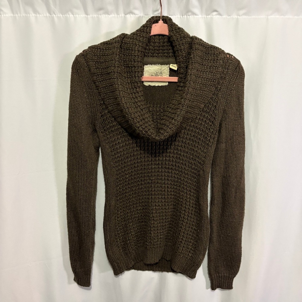 Angel of the North Anthropologie Brown Cowl Neck Wool Mohair Blend Sweater Small